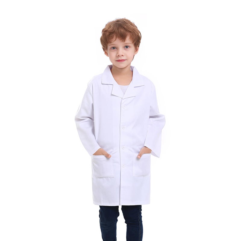 TopTie Kids Lab Coat Scrubs Childrens School Scientists Doctor Role Play Halloween Costume-White-14 - Image 1